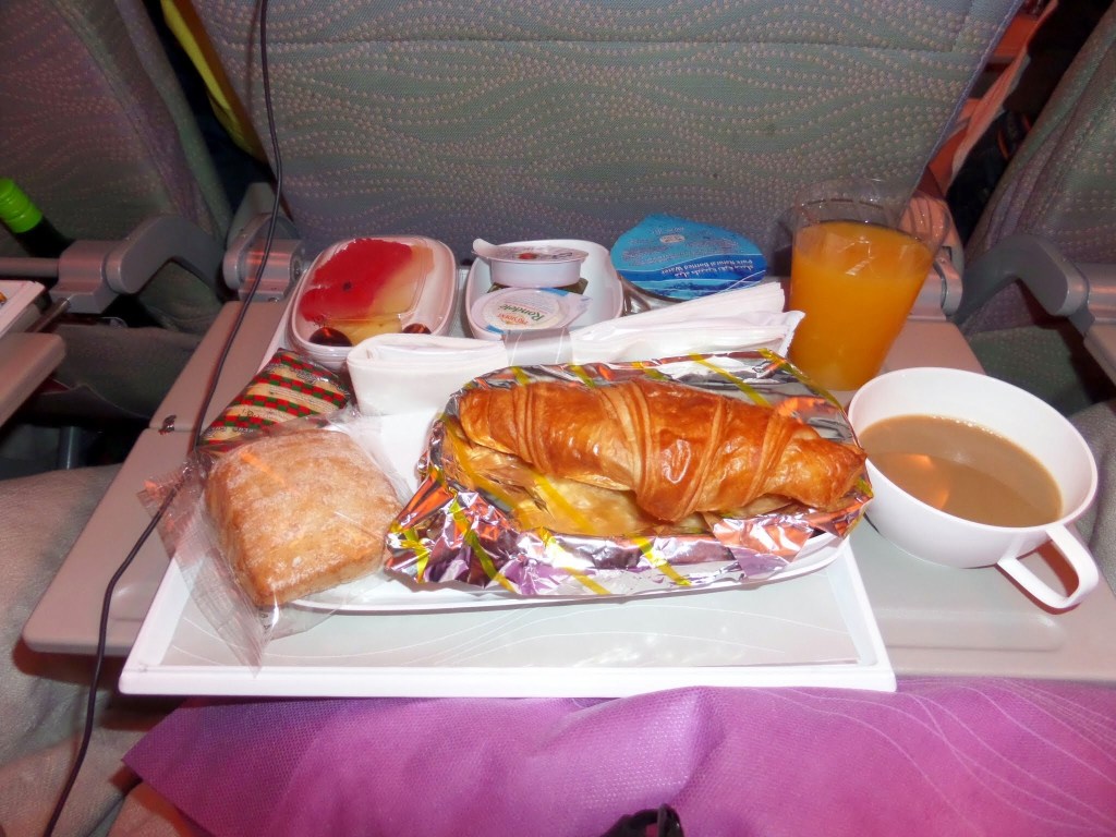 Breakfast on Emirates flight 
