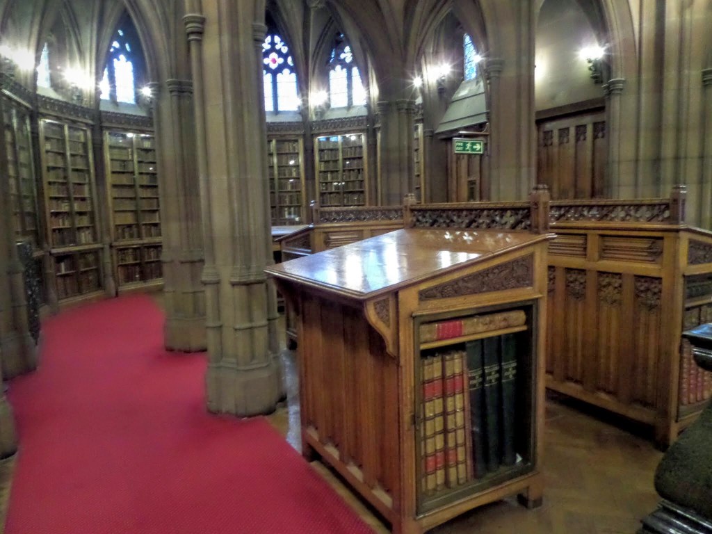 Historic reading room at John Rylands Library, Manchester