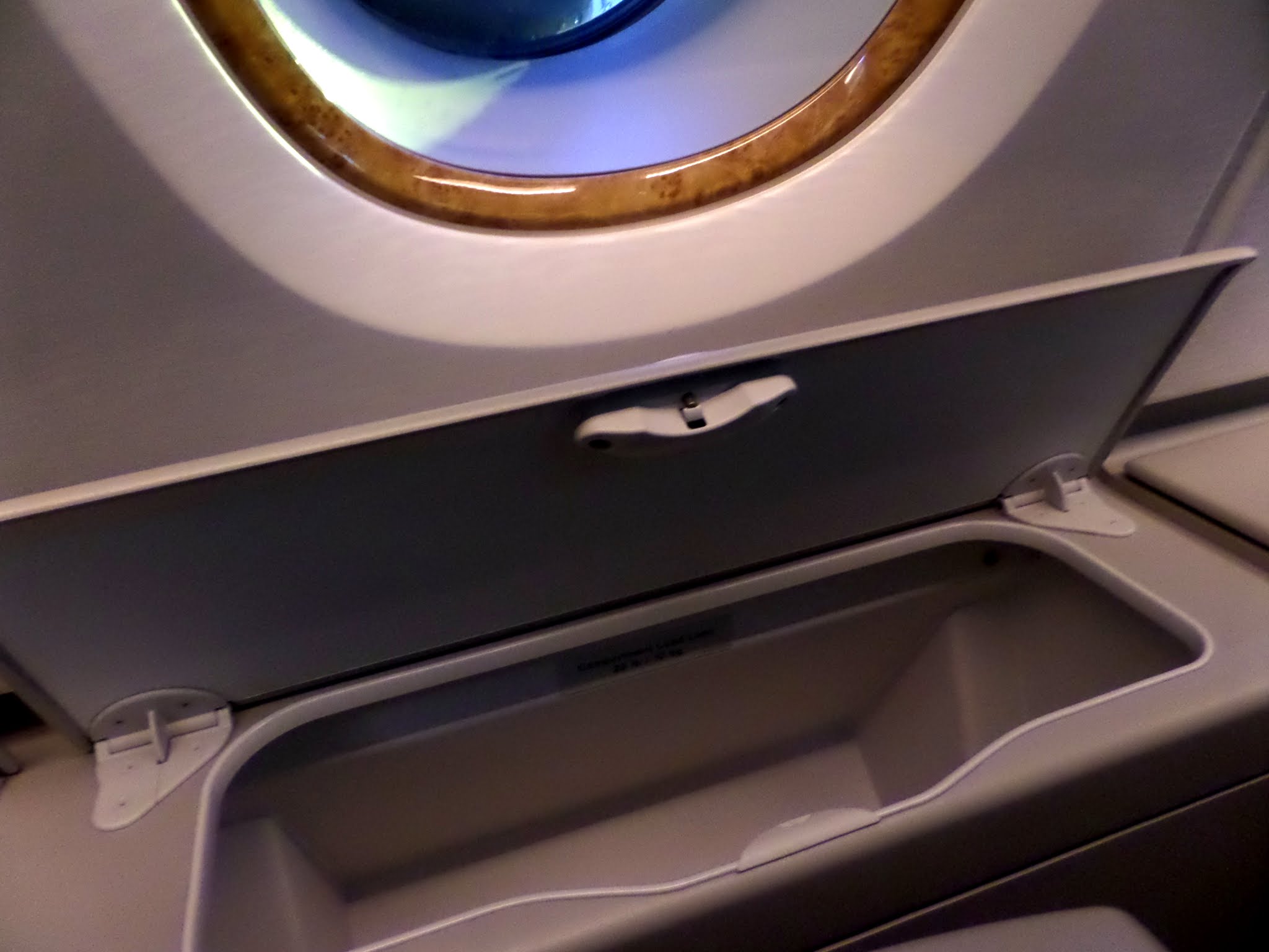 Extra storage area on the upper deck of Emirates A380's