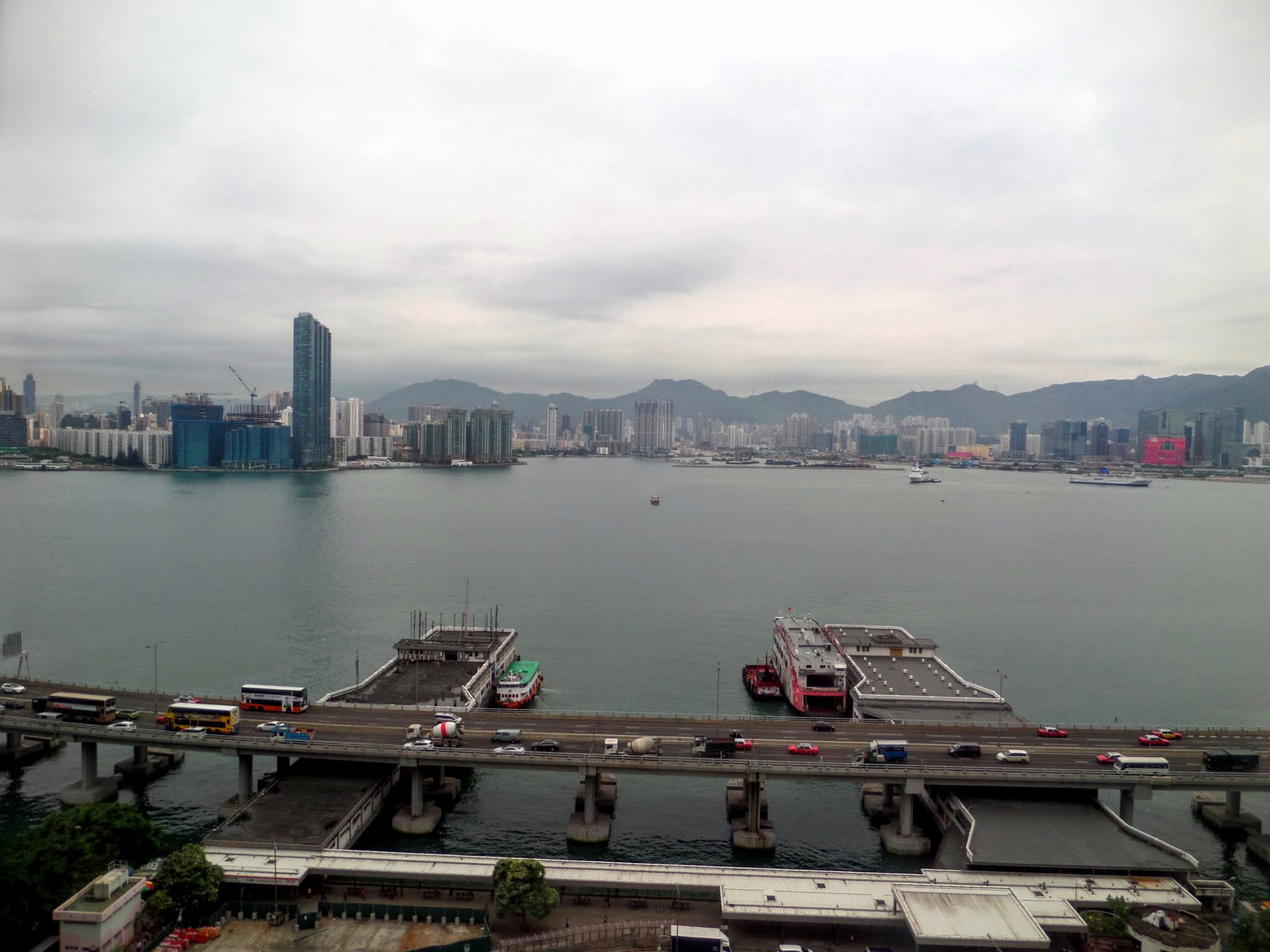 Harbour view from room at the Ibis hotel, North Point, Hong Kong