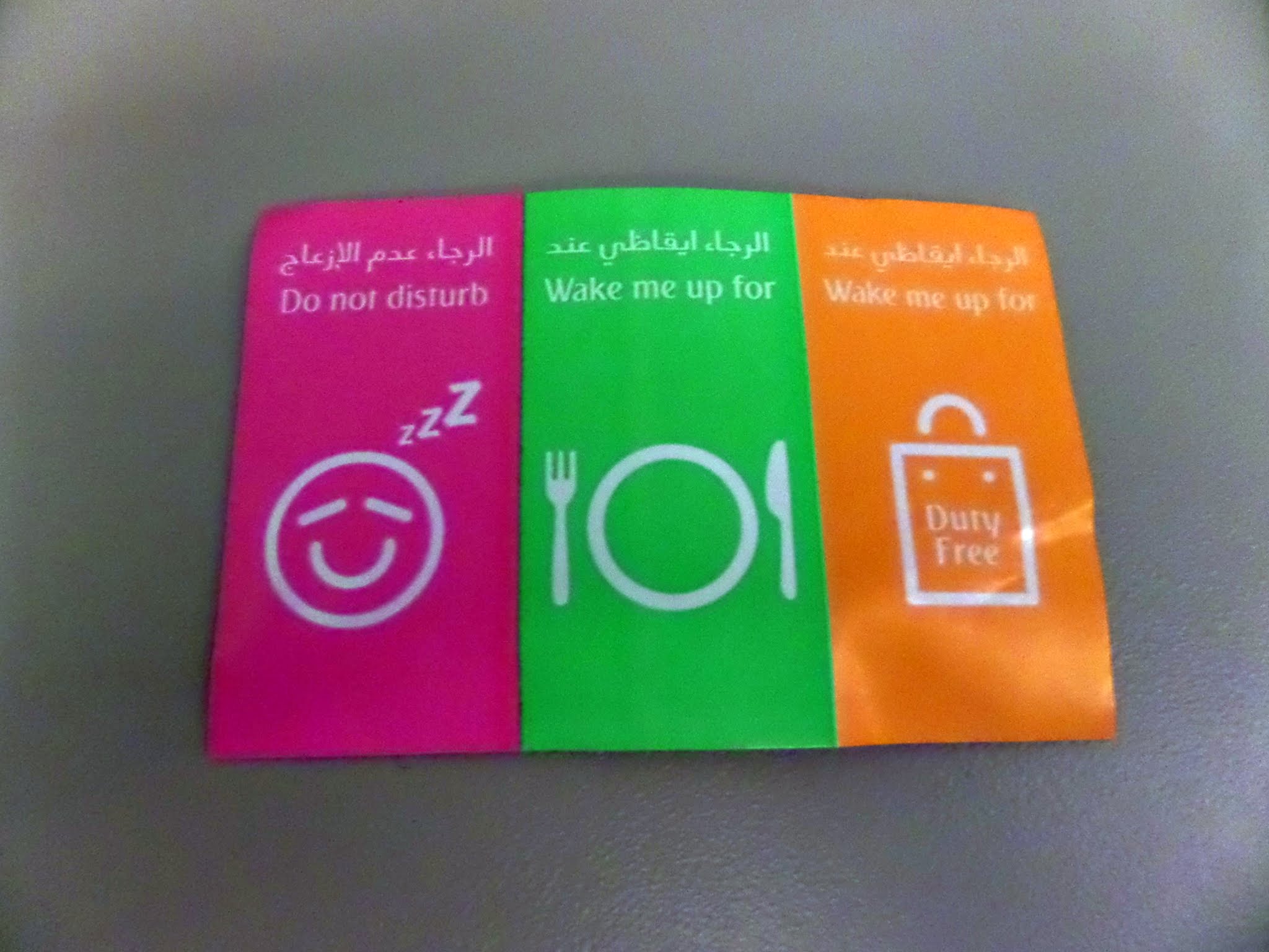 Stickers to attach to seat whilst sleeping on Emirates