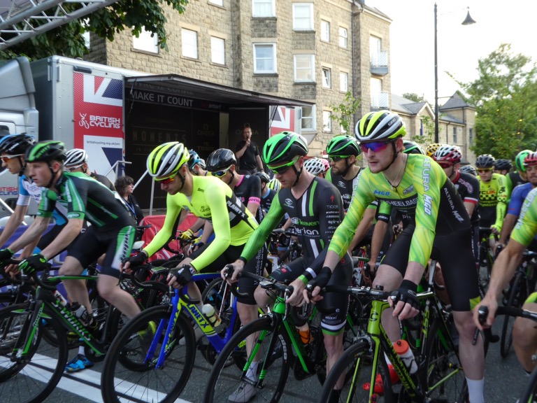 Start line at Ilkley Cycle Races