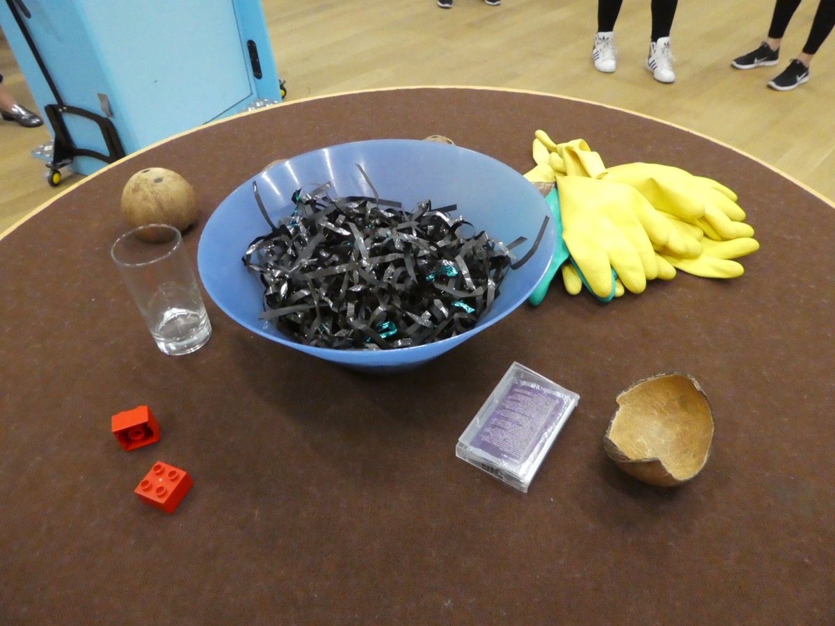 Sound effect props, BBC radio studio, Salford Quays