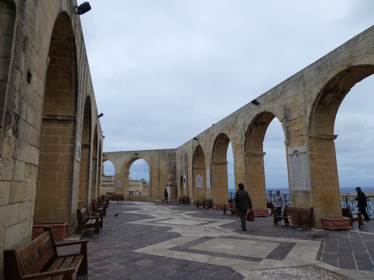 Arched entrance to Saluting Battery, Valletta, Malta 