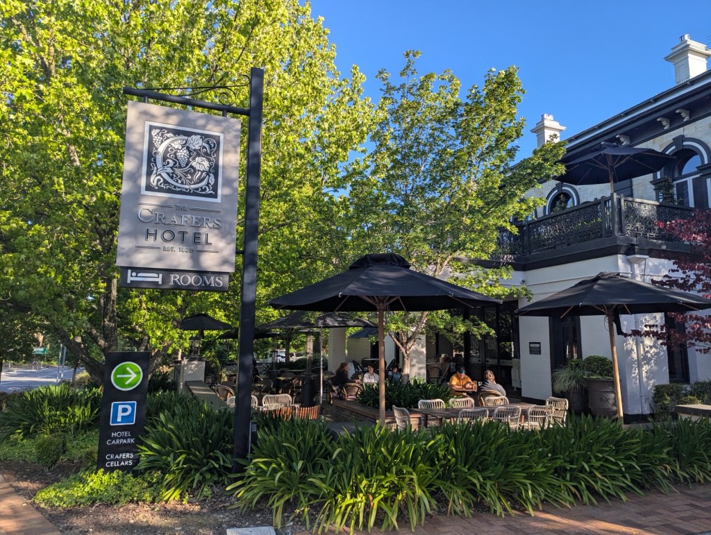 Outside the Crafers Hotel, Adelaide Hills